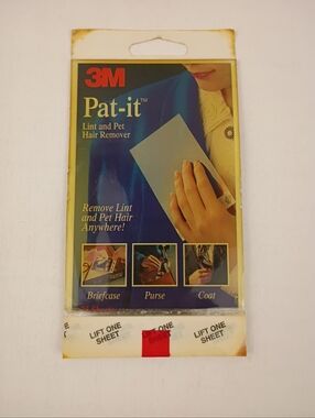 Vintage 3M Lint Pet Hair Remover Pat-it 25 Peelable Sheets Fits In Pocket